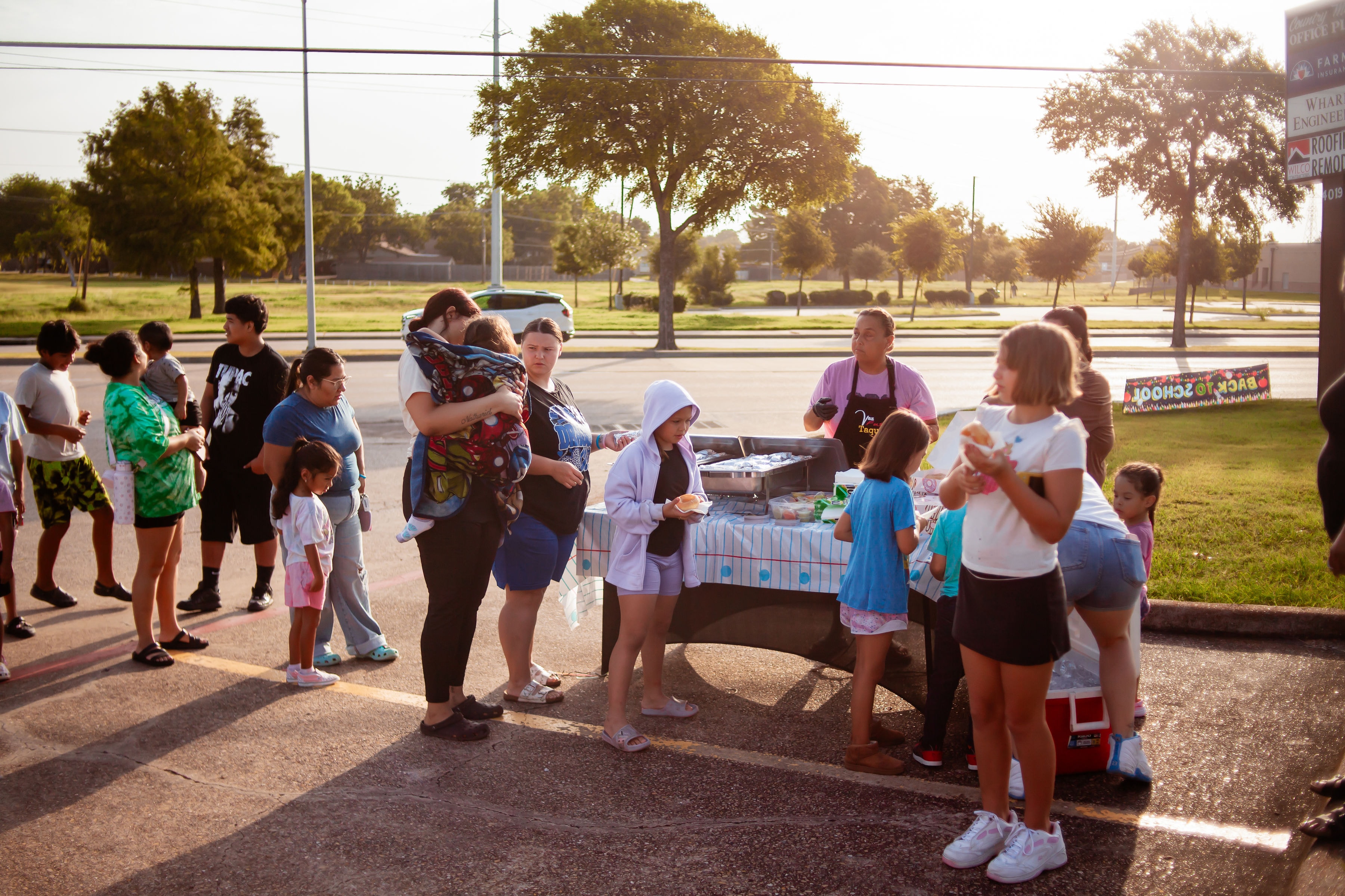 Kids and parents at the NexAir back-to-school giveaway